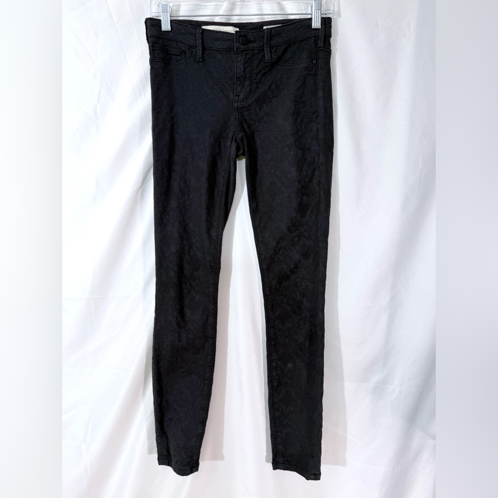 Pilcro & The Letterpress Serif Black Floral Textured Skinny Ankle Length Jeans - Picture 4 of 13